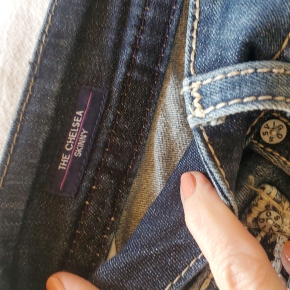 Vigoss NWT Blue Embroidered Chelsea Skinny Sz. 9/10 Raw Hem Women's Jeans - Picture 3 of 16